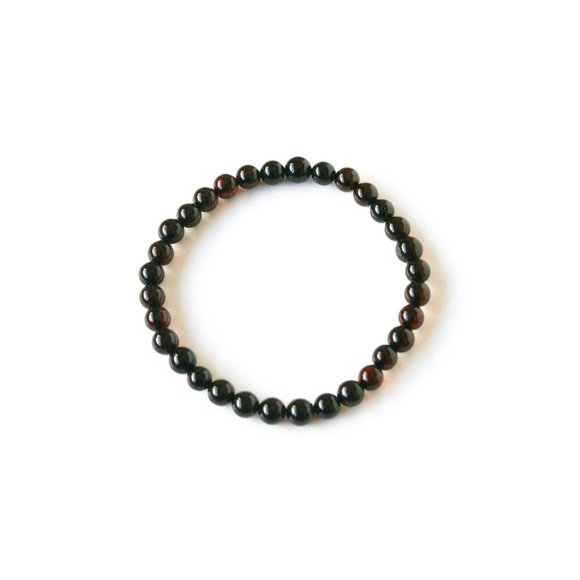 BALTIC AMBER Bracelet, 100% NATURAL Dark Cherry Amber, 7 mm Round Beads Bracelet - Picture 2 of 5